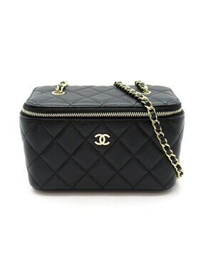 Chanel Timeless Classic Small Vanity Caviar Leather Shoulder Bag Black